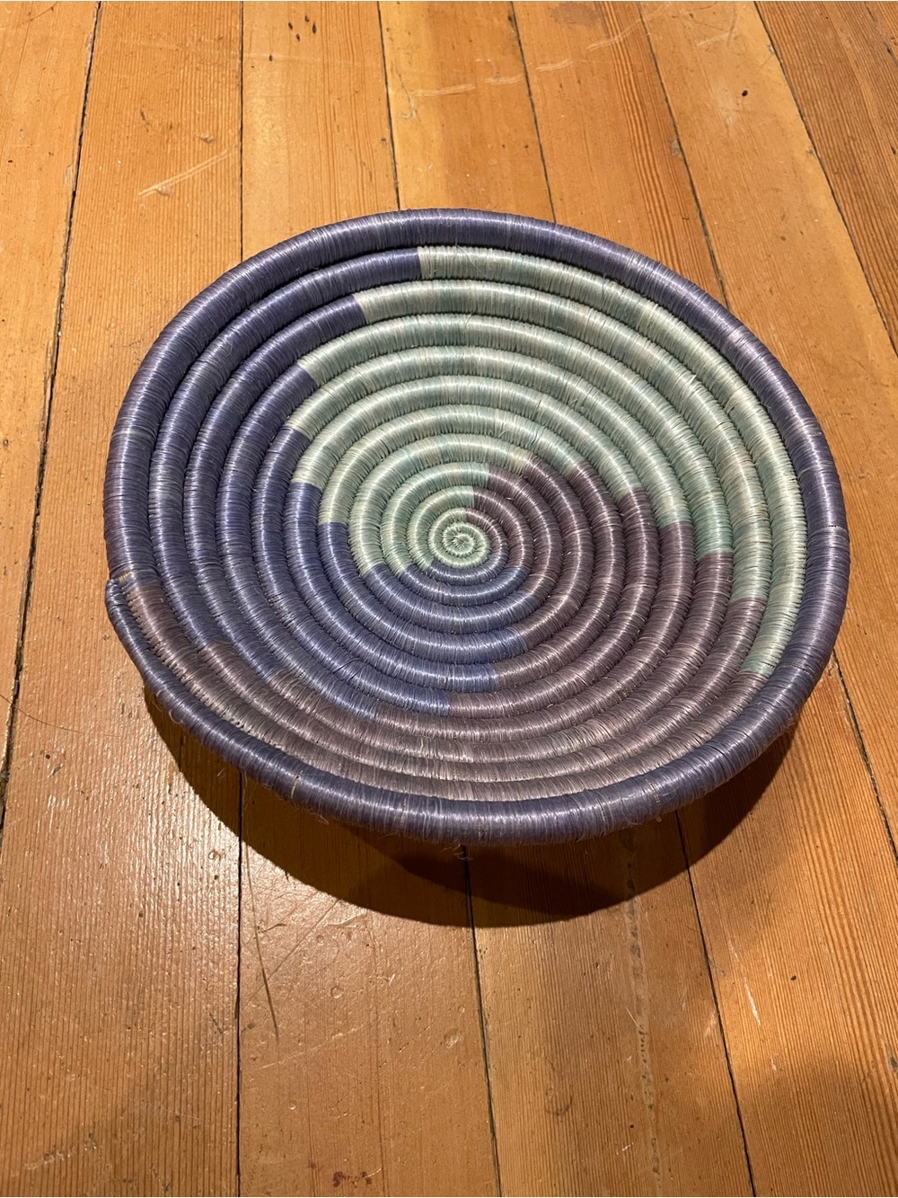 Handwoven African Basket in Lavender and Sage